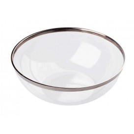 Plastic Bowl with Rim Hard Silver 1500ml Ø20cm (4 Units) 