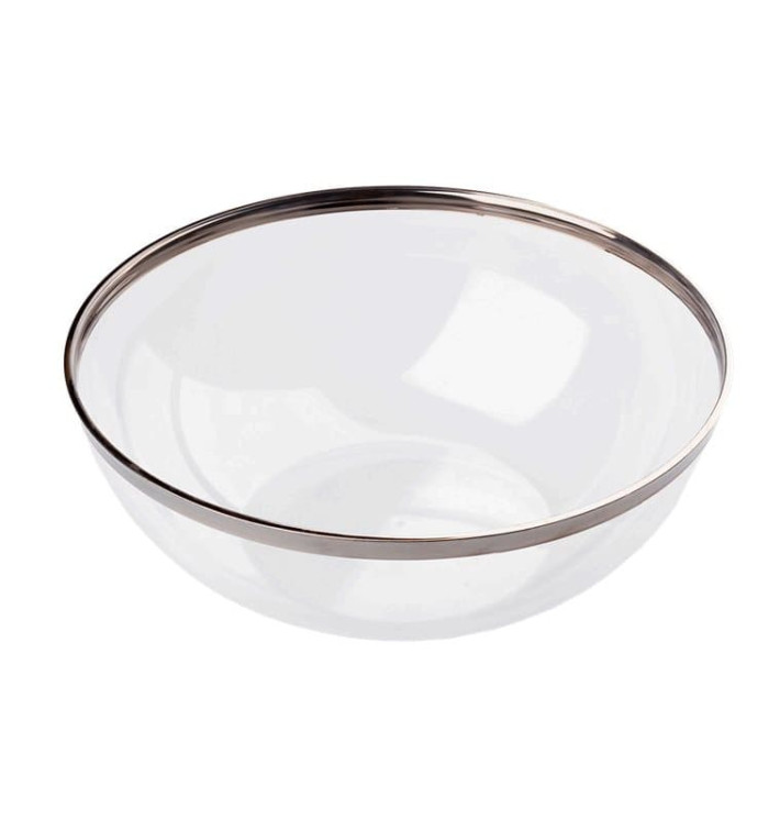 Plastic Bowl with Rim Hard Silver 1500ml Ø20cm (4 Units) Plastic Bowl with Rim Hard Silver 1500ml Ø20cm (4 Units)