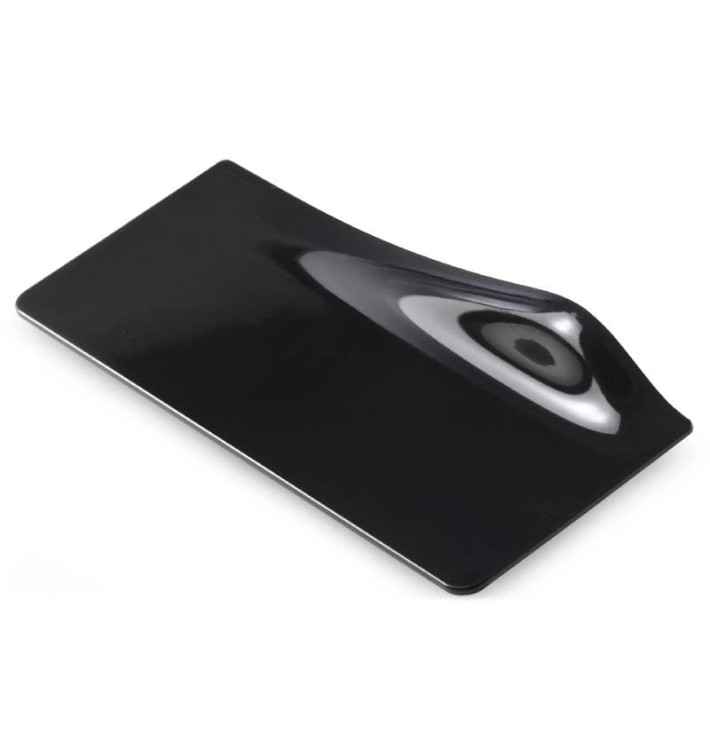 Tasting Plastic Plate PS Rectangular shape "GOGO" Black 14x5.8cm (400 Units)