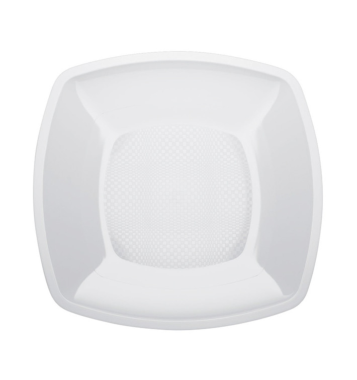 Plastic Plate Flat White Square shape PP 18 cm (25 Units) Plastic Plate Flat White Square shape PP 18 cm (25 Units)