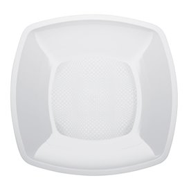 Plastic Plate Flat White Square shape PP 18 cm (300 Units)