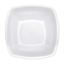 Plastic Plate Deep White Square shape PP 18 cm (300 Units)