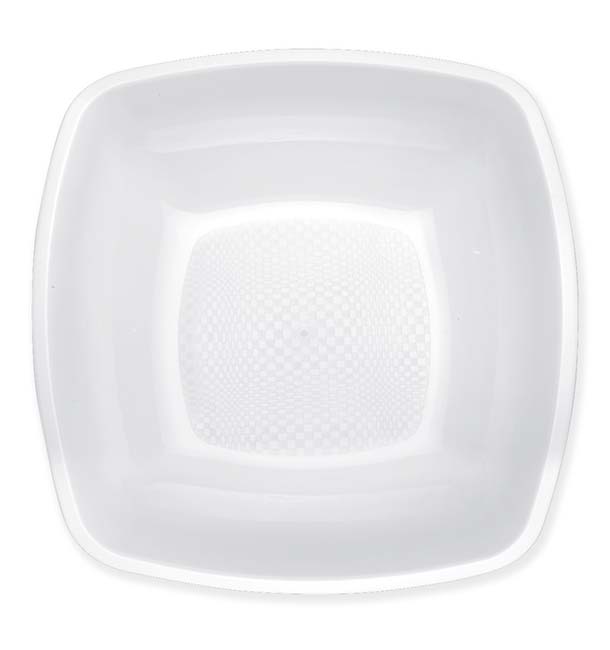 Plastic Plate Deep White Square shape PP 18 cm (300 Units)