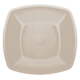 Plastic Plate Flat Beige Square shape PP 18 cm (25 Units) 