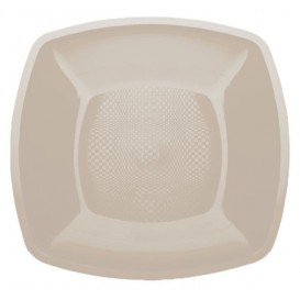 Plastic Plate Flat Beige Square shape PP 23 cm (300 Units)