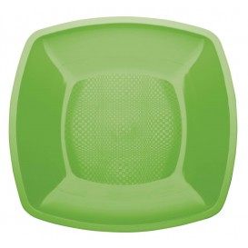 Plastic Plate Flat Lime Green Square shape PP 18 cm (300 Units)