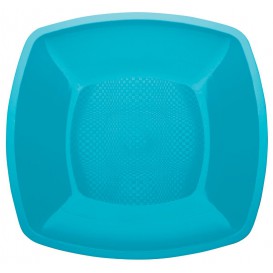 Plastic Plate Flat Turquoise Square shape PP 18 cm (300 Units)
