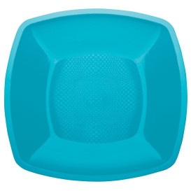 Plastic Plate Flat Turquoise Square shape PP 18 cm (300 Units)