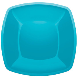 Plastic Plate Flat Turquoise Square shape PS 30 cm (12 Units) 