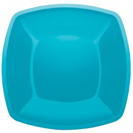 Plastic Plate Flat Turquoise Square shape PS 30 cm (144 Units)