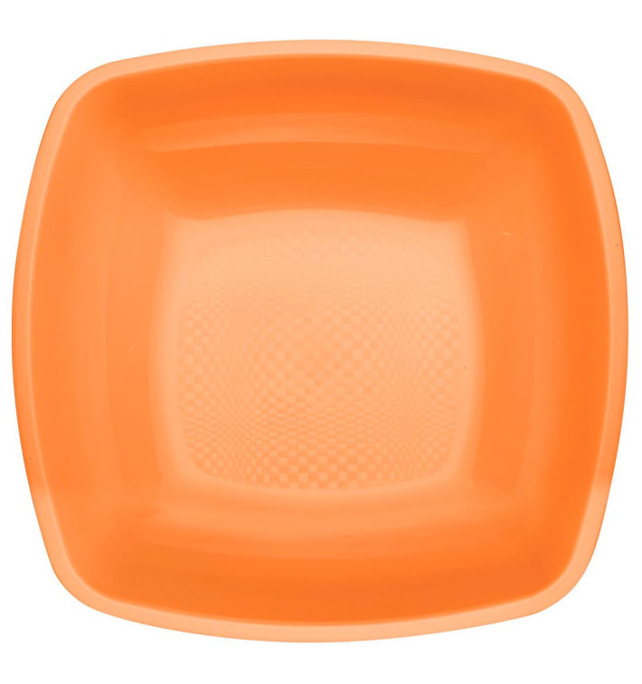 Plastic Plate Deep Orange Square shape PP 18 cm (300 Units) Plastic Plate Deep Orange Square shape PP 18 cm (300 Units)