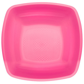 Plastic Plate Deep Fuchsia Square shape PP 18 cm (25 Units) 