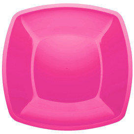 Plastic Plate Flat Fuchsia Square shape PS 30 cm (12 Units) 