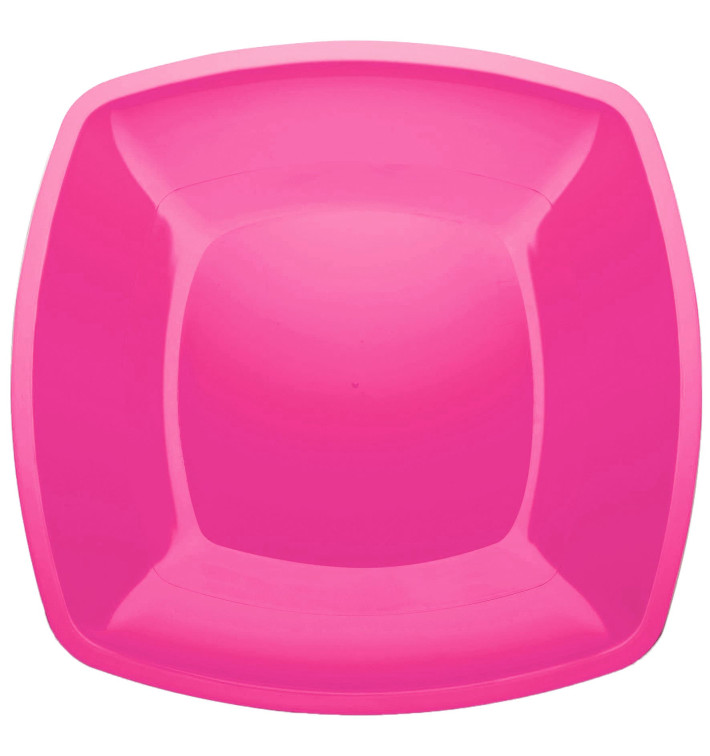 Plastic Plate Flat Fuchsia Square shape PS 30 cm (12 Units) Plastic Plate Flat Fuchsia Square shape PS 30 cm (12 Units)
