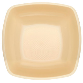 Plastic Plate Deep Cream Square shape PP 18 cm (25 Units) 