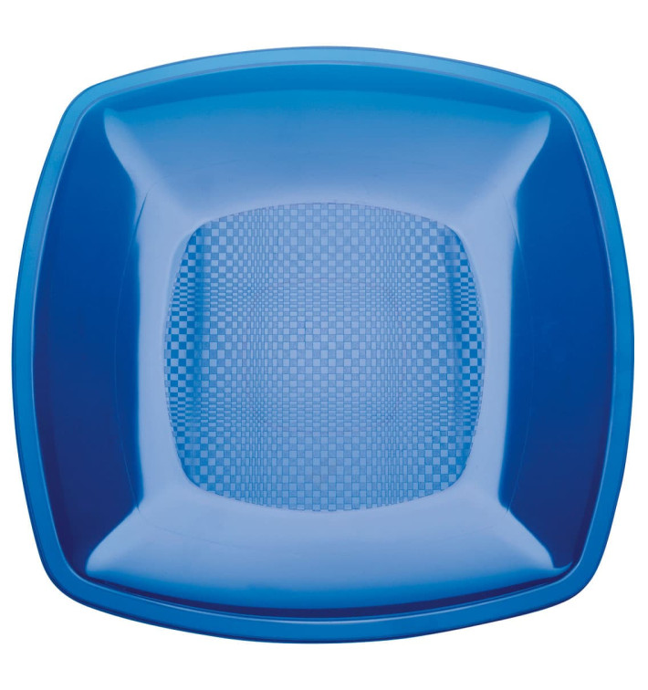 Plastic Plate Flat Blue Square shape PS 18 cm (25 Units) Plastic Plate Flat Blue Square shape PS 18 cm (25 Units)