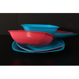 Plastic Plate Deep Blue Square shape PS 18 cm (25 Units) 