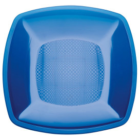 Plastic Plate Flat Blue Square shape PS 23 cm (25 Units) 