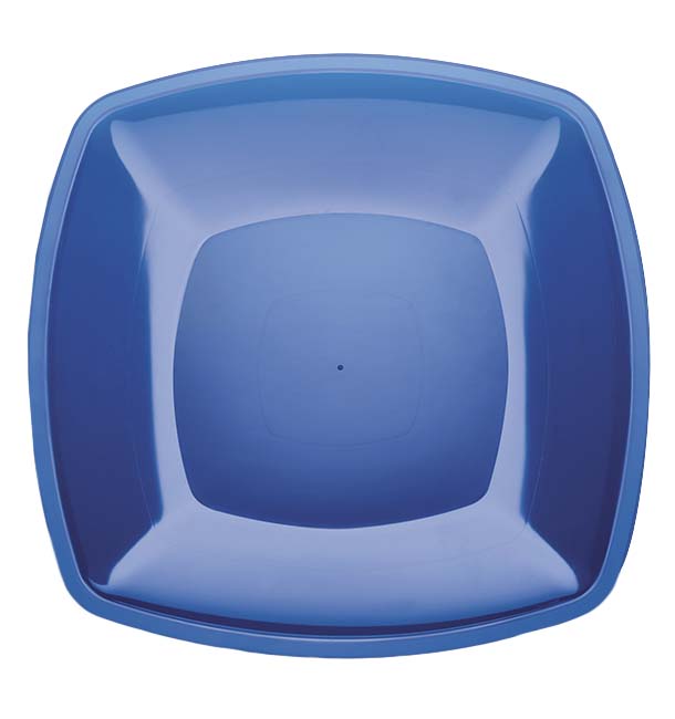 Plastic Plate Flat Blue Square shape PS 30 cm (12 Units) 