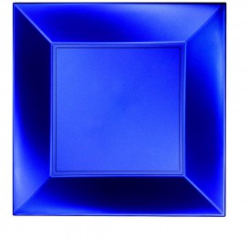 Plastic Plate Flat Blue "Nice" Pearl PP 29 cm (12 Units) 