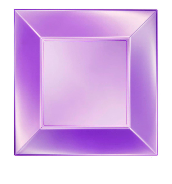 Plastic Plate Flat Violet "Nice" Pearl PP 29 cm (12 Units) Plastic Plate Flat Violet "Nice" Pearl PP 29 cm (12 Units)