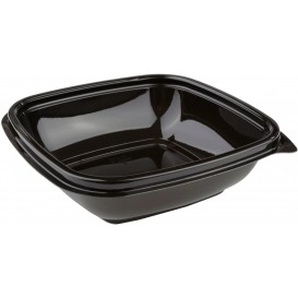 Plastic Bowl PET Square Shape Black 250ml 125x125x40mm (50 Units) 