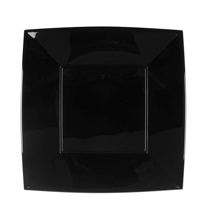 Plastic Plate Flat Black "Nice" PP 29 cm (12 Units) Plastic Plate Flat Black "Nice" PP 29 cm (12 Units)