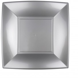 Plastic Plate Flat Grey "Nice" PP 29 cm (12 Units) 