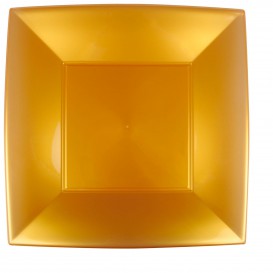 Plastic Plate Flat Gold "Nice" PP 29 cm (144 Units)