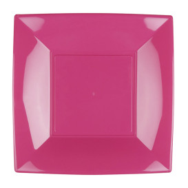 Plastic Plate Flat Fuchsia "Nice" PP 23 cm (25 Units) 