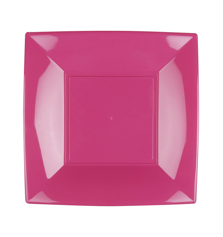 Plastic Plate Flat Fuchsia "Nice" PP 23 cm (25 Units) 