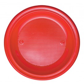 Plastic Plate PS Flat Red Ø28 cm (10 Units) 