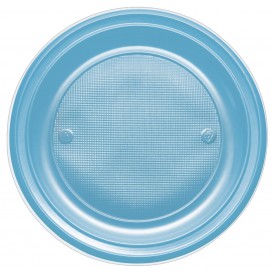 Plastic Plate PS Flat Turquoise Ø17 cm (50 Units) 