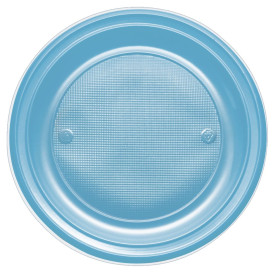 Plastic Plate PS Flat Turquoise Ø17 cm (50 Units) 