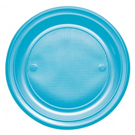Plastic Plate PS Flat Turquoise Ø22 cm (30 Units) 