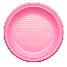 Plastic Plate PS Flat Pink Ø22 cm (30 Units) 