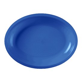 Plastic Platter Oval Shape Mediterranean Blue "Round" PP 30,5 cm (25 Units) 