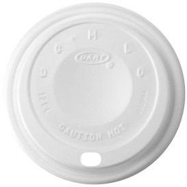 Plastic Lid PS "Cappuccino" White Ø8,9cm (1000 Units)