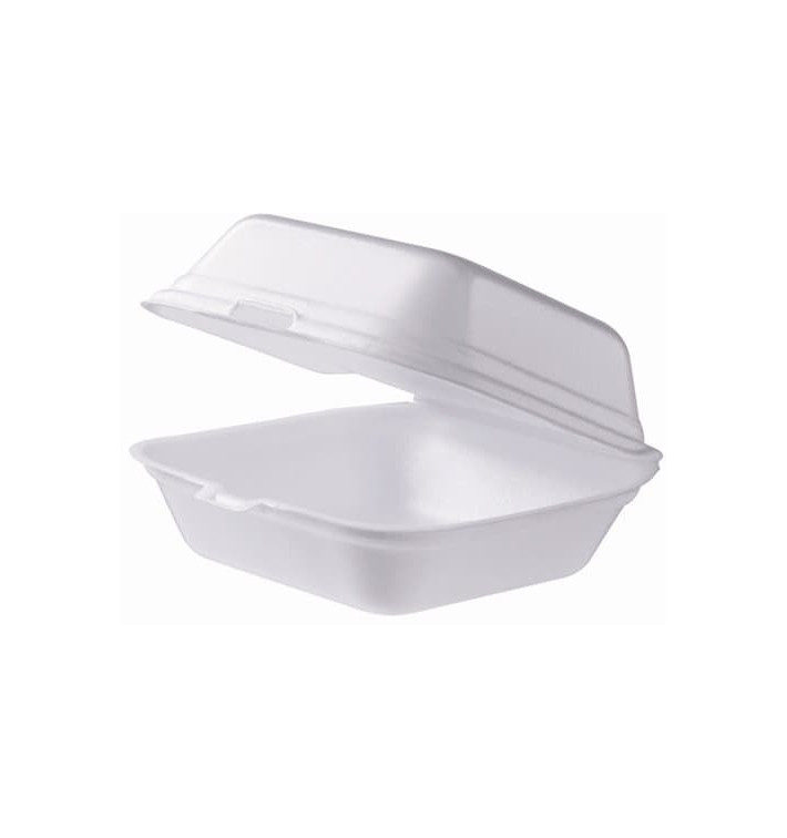 Foam Burger Boxes Take-Out Giant size White (100 Units) Foam Burger Boxes Take-Out Giant size White (100 Units)