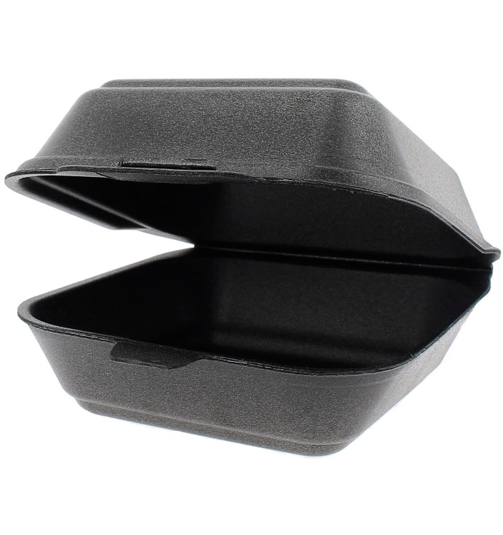Foam Burger Boxes Take-Out Small size Black (125 Units) Foam Burger Boxes Take-Out Small size Black (125 Units)