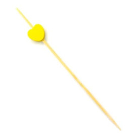 Wooden Food Pick Heart Design Yellow 12cm (200 Units)