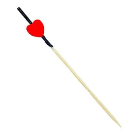 Bamboo Food Pick "Heart" Design Red and Black 12cm (200 Units)