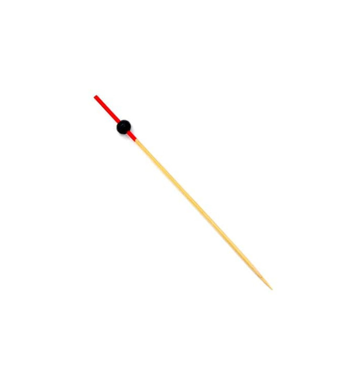 Bamboo Food Pick Ball Design Red and Black 12cm (200 Units) Bamboo Food Pick Ball Design Red and Black 12cm (200 Units)