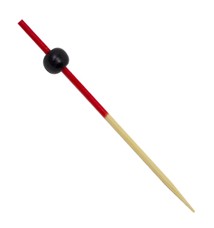 Bamboo Food Pick Ball Design Red and Black 12cm (5000 Units)