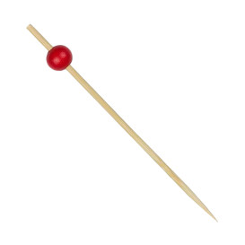 Bamboo Food Pick "Big Ball" Design Red 12cm (200 Units)  