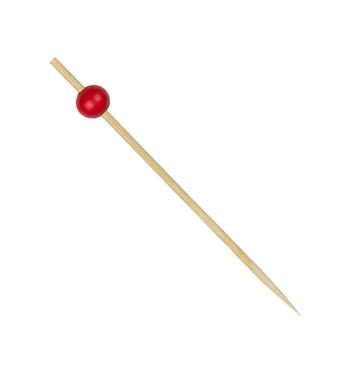 Bamboo Food Pick "Big Ball" Design Red 12cm (5000 Units) Bamboo Food Pick "Big Ball" Design Red 12cm (5000 Units)