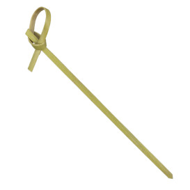 Bamboo Food Pick Bow Design Natural Green 12cm (200 Units) 