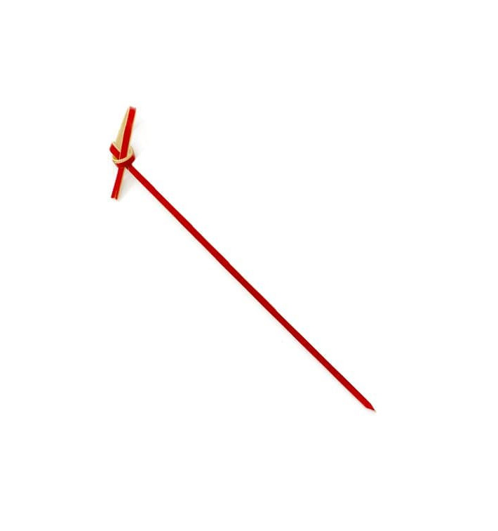 Bamboo Food Pick Bow Design Red 12cm (200 Units)  