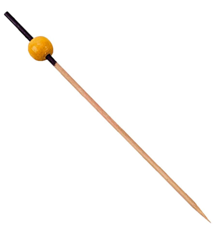 Bamboo Food Pick Black and Yellow 12cm (200 Units)  