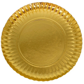 Paper Plate Round Shape Gold 23cm (100 Units) 